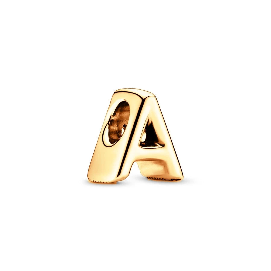 Gold Plated A To Z Alphabet Charm Beads For 925 Bracelet