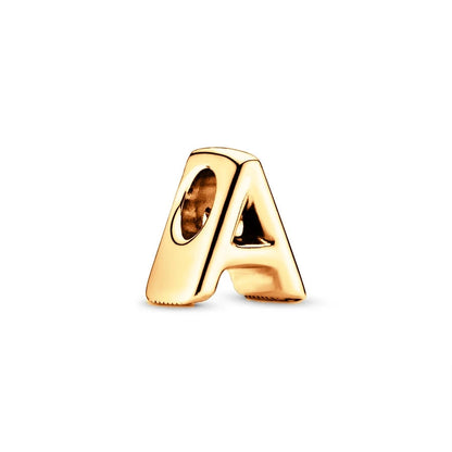Gold Plated A To Z Alphabet Charm Beads For 925 Bracelet