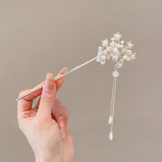 Elegant Chinese Tassel Hair Stick Floral Design Hairpin for Women