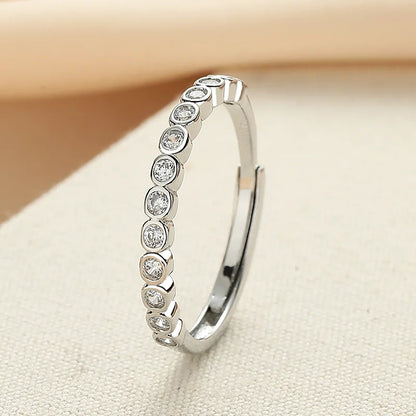 Elegant 925 Sterling Silver Heart Zircon Adjustable Ring for Women