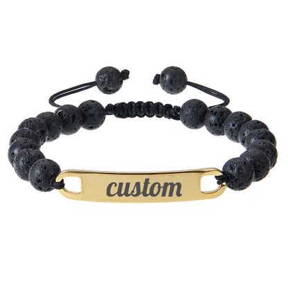 Personalized Custom Name ID Bracelet Handmade Natural Stone Braided Unisex Gift