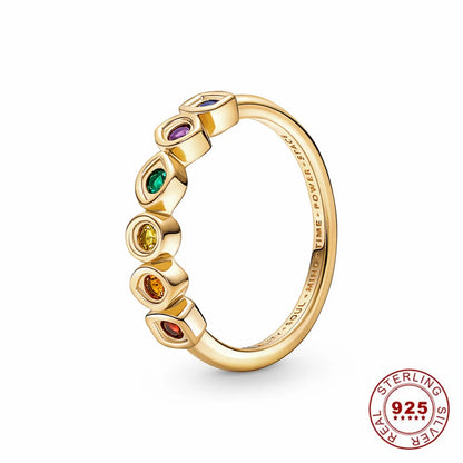 Hot Sale Original 925 Sterling Silver Tiara Heart Sparkling Wedding Ring Rose Gold Women Sun and Moon Crystals Jewelry PAR293