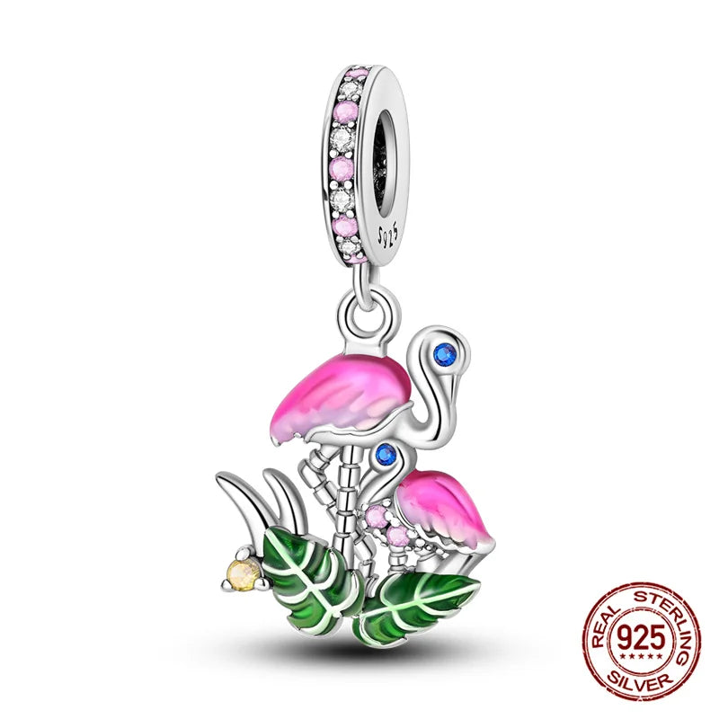 Elegant Sterling Silver Purple Flower Beads for DIY Jewelry and Charm Bracelets