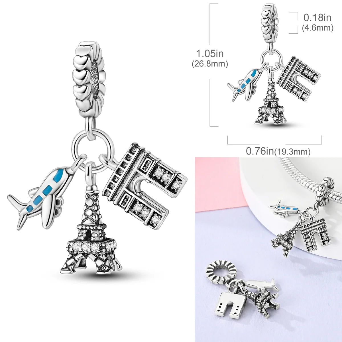 Pink Butterfly Luminous Firefly Dangle Charms 925 Sterling Silver Beads for DIY Jewelry KTC1161
