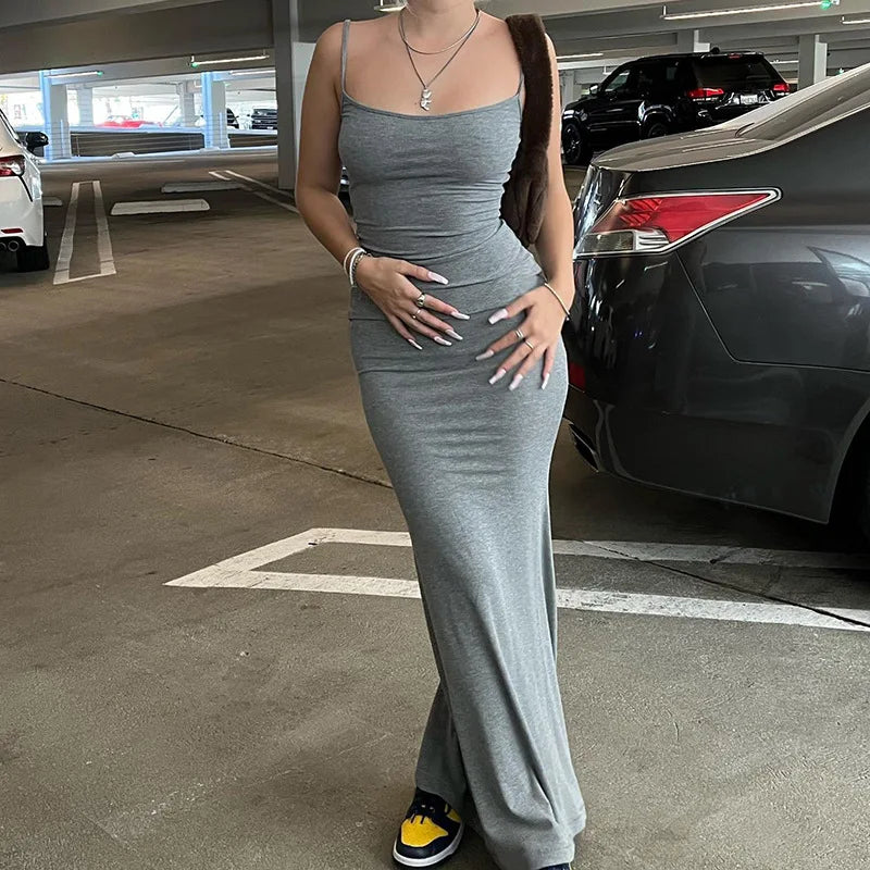 2024 Summer Dresses For Women Sexy Black Spaghetti Strap Maxi
