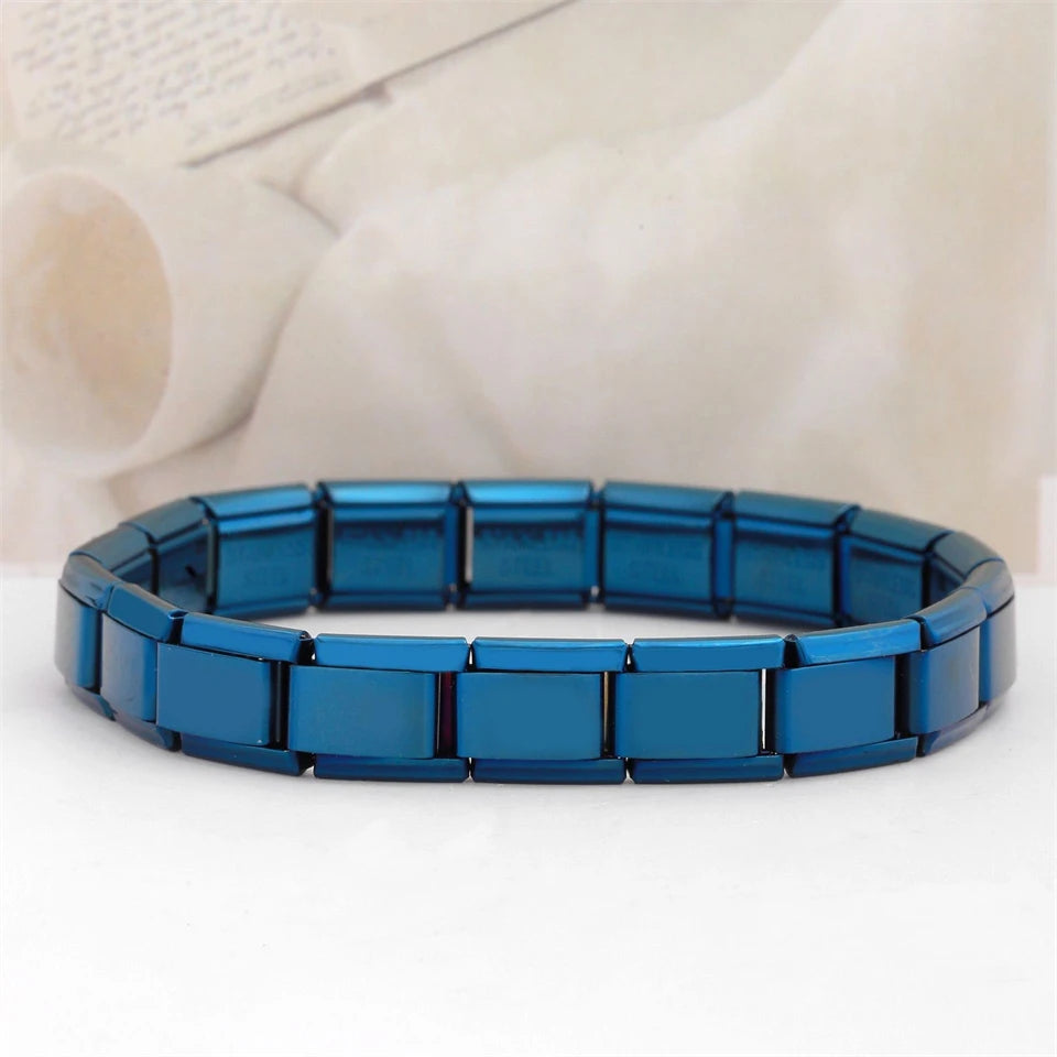 RAKOL Classic Stainless Steel Italian Chain Link Pendant for 9mm DIY Bracelet Making blue