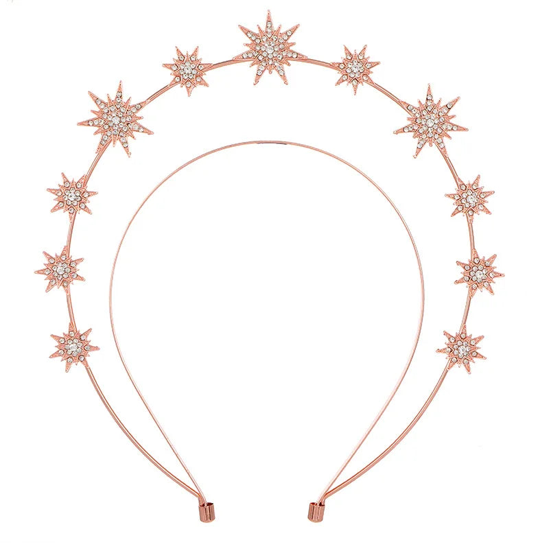 Wedding Crown Hair Jewelry - Double Layer Crystal Star Headpiece with Rhinestones Style 18