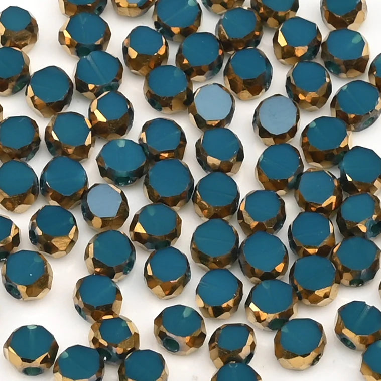 72 Pieces Golden Plated Glass Beads 3x4mm Oval Flat Faceted Crystal Beads for DIY Jewelry Making Necklaces and Bracelets