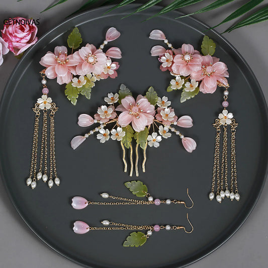 Vintage Chinese Hanfu Hair Accessories Set for Bridal Elegance