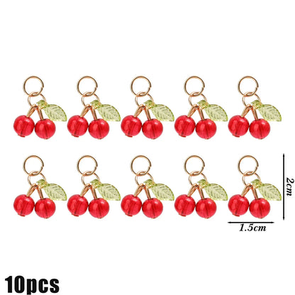 Red Cherry Glass Charm Pendants for Jewelry and DIY Accessories