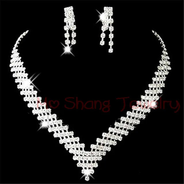 Luxury Crystal Bridal Jewelry Set with African Beads and Rhinestone Necklace and Earrings for Engagement Party Gift