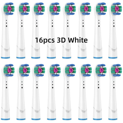 16/20PCS Brush Head Nozzles for Oral B Electric Toothbrush 16 3D White