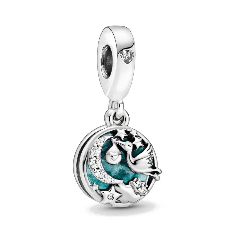 925 Sterling Silver Green Clover Pendant for European Bracelet Charms Women Jewelry B464