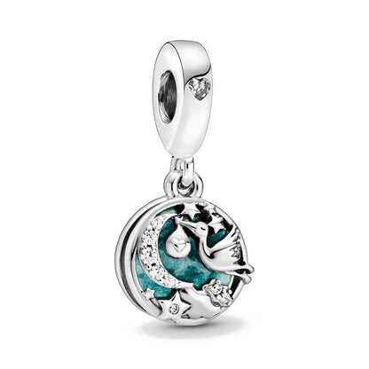 925 Sterling Silver Green Clover Pendant for European Bracelet Charms Women Jewelry B464