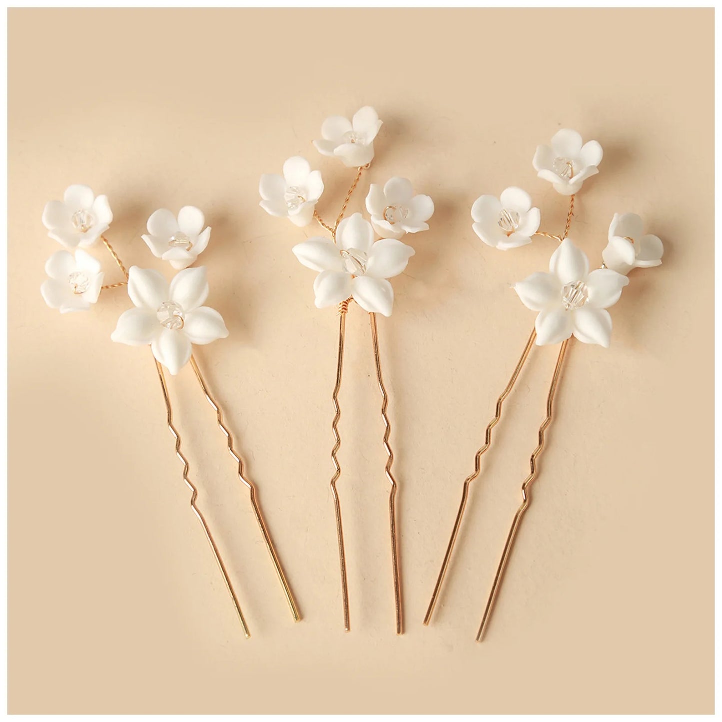 Elegant Bride U-Shaped Hair Sticks - Top-Rated Porcelain Flower Hairpins for Stunning Wedding Looks GE-1