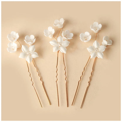 Elegant Bride U-Shaped Hair Sticks - Top-Rated Porcelain Flower Hairpins for Stunning Wedding Looks GE-1