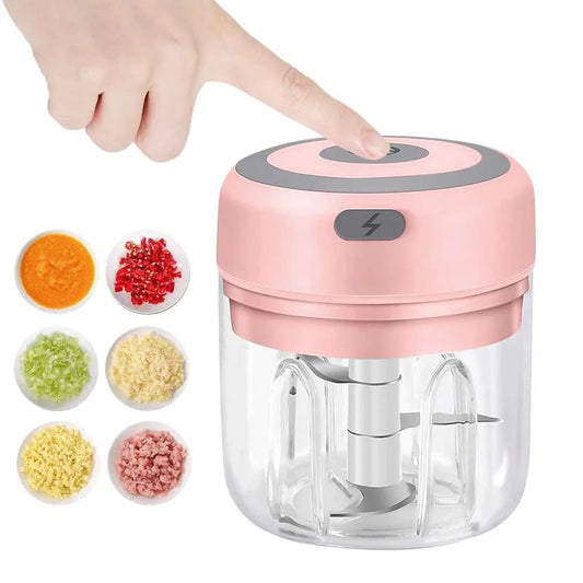 Mini Electric Garlic Chopper with USB Charging - Powerful 100/250mL Ginger Garlic Onion Masher and Meat Crusher