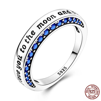 Hot Blue Zircon Ring for Women in 925 Sterling Silver with Sparkling Star and Moon Design Perfect for Weddings and Special Occasions LLTR076
