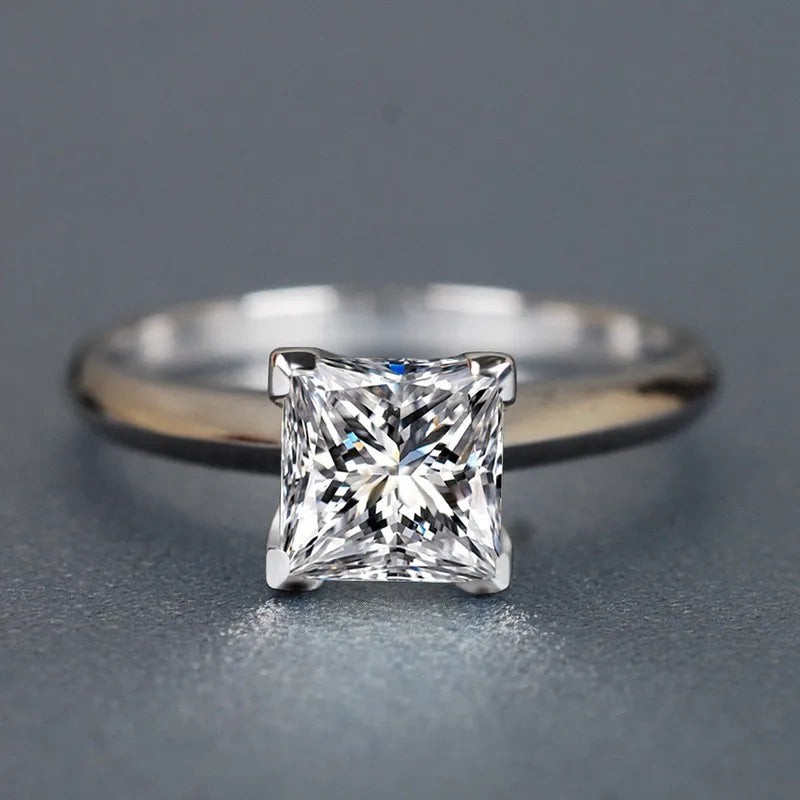 Classic Lady Lab Diamond Ring in 925 Sterling Silver Elegant Bridal Engagement Jewelry Gift for Women Style 11