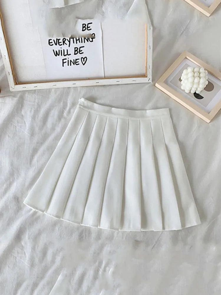 Gothic High Waist A Line Pleated Skirt For Women Black