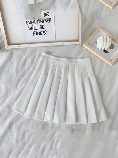Gothic High Waist A Line Pleated Skirt For Women Black
