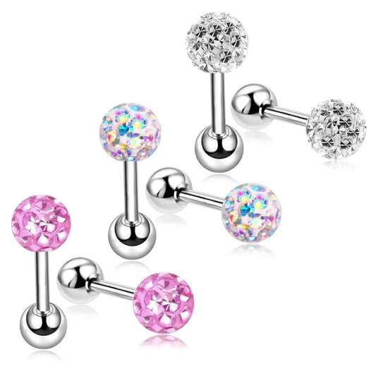 3 Pairs 16G Hypoallergenic Stud Earrings Set for Girls with Screw On Safety Backs Surgical Steel Women’s Jewelry