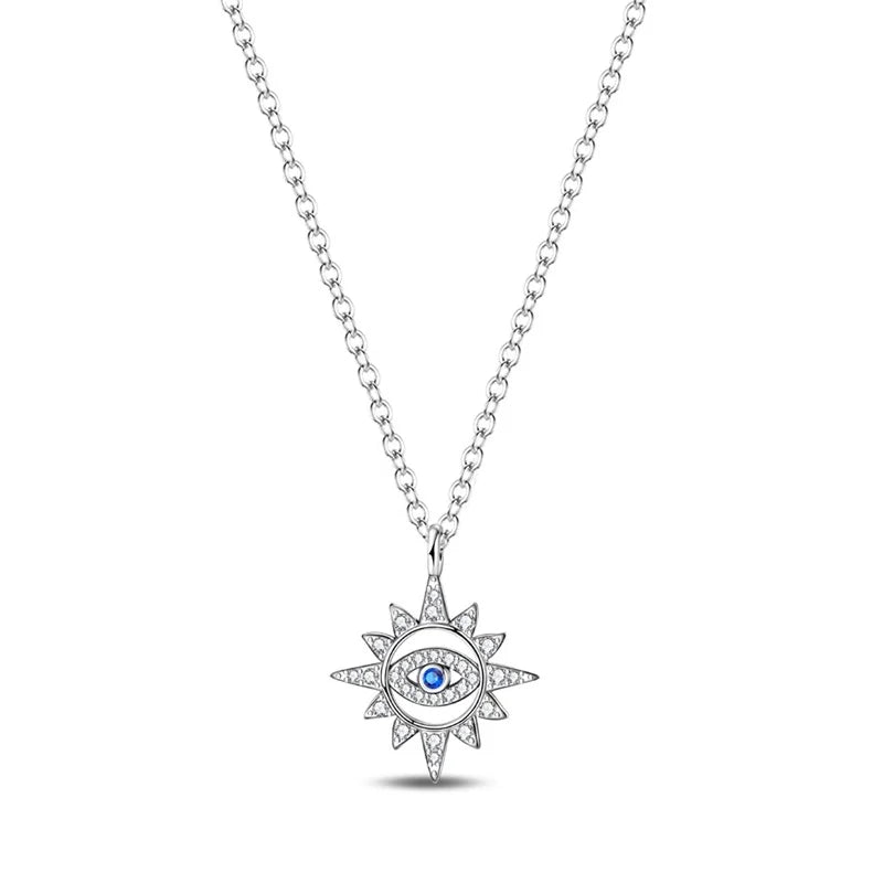 925 Sterling Silver Blue Evil Eye Jewelry Set With Zircon Charms Pendant Ring Earrings For Bracelet Necklace Gift