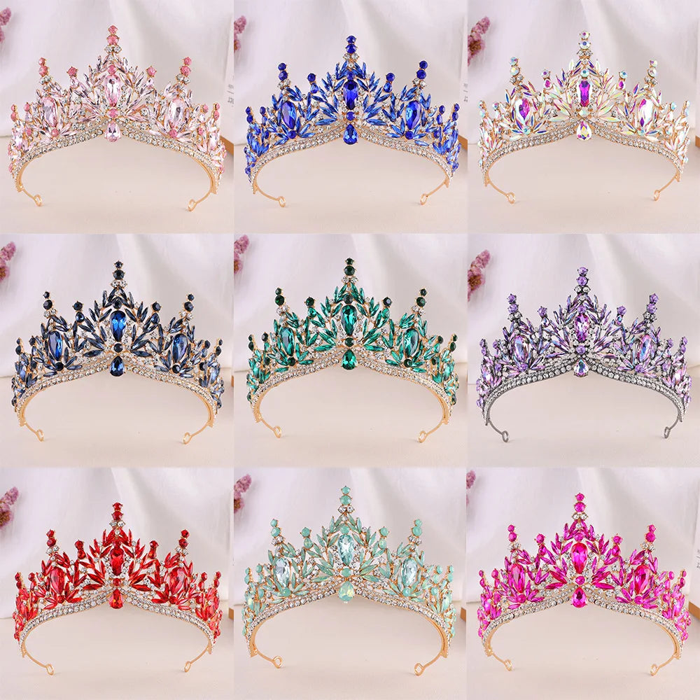 Diezi Baroque Vintage Crystal Tiara Crown for Women and Girls Wedding Party Elegant Rhinestone Hair Jewelry
