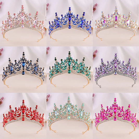Diezi Baroque Vintage Crystal Tiara Crown for Women and Girls Wedding Party Elegant Rhinestone Hair Jewelry