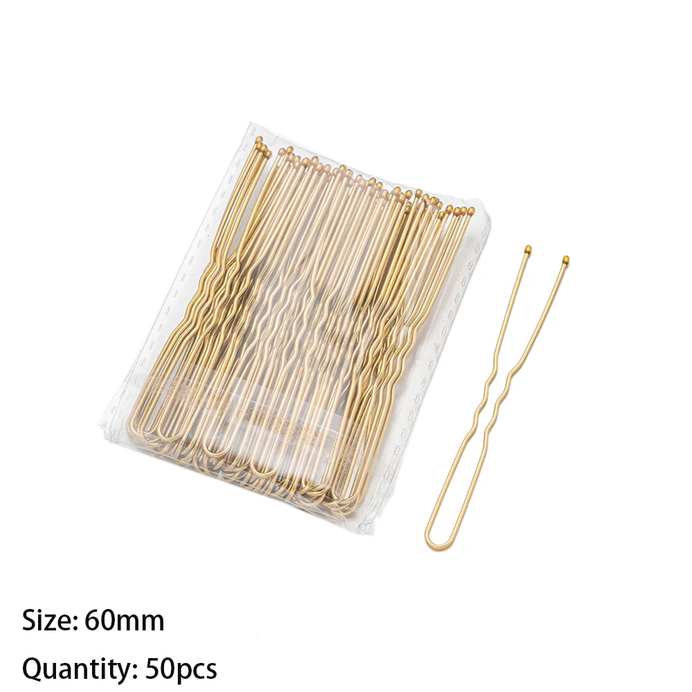Elegant Bridal U-Shape Hair Pins Set - 50pcs Decorative Clips for Women and Girls