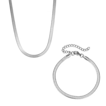 Hipee Lucky Snake Bone Jewelry Set for Women Stainless Steel Necklace Bracelet Earrings