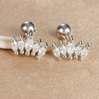2Pcs Helix Ear Piercing Stud Earrings for Women Zircon Heart Star Moon Tragus Accessories Jewelry Gift