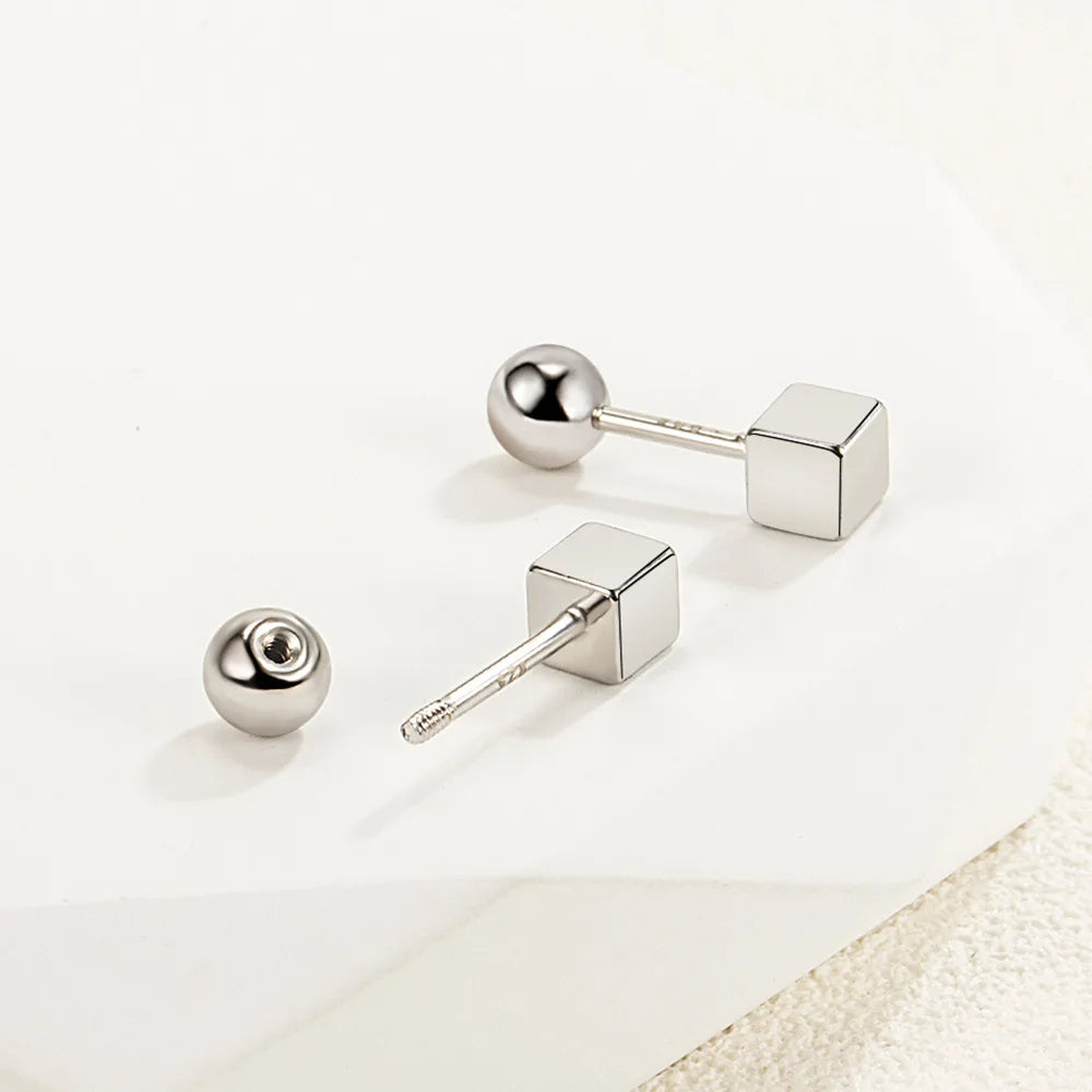Elegant 925 Sterling Silver Star Cube Stud Earrings for Women by GaaBou