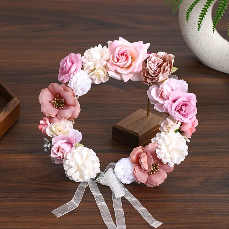 Elegant Floral Crown Headband for Women and Girls - Perfect Wedding and Festival Accessory