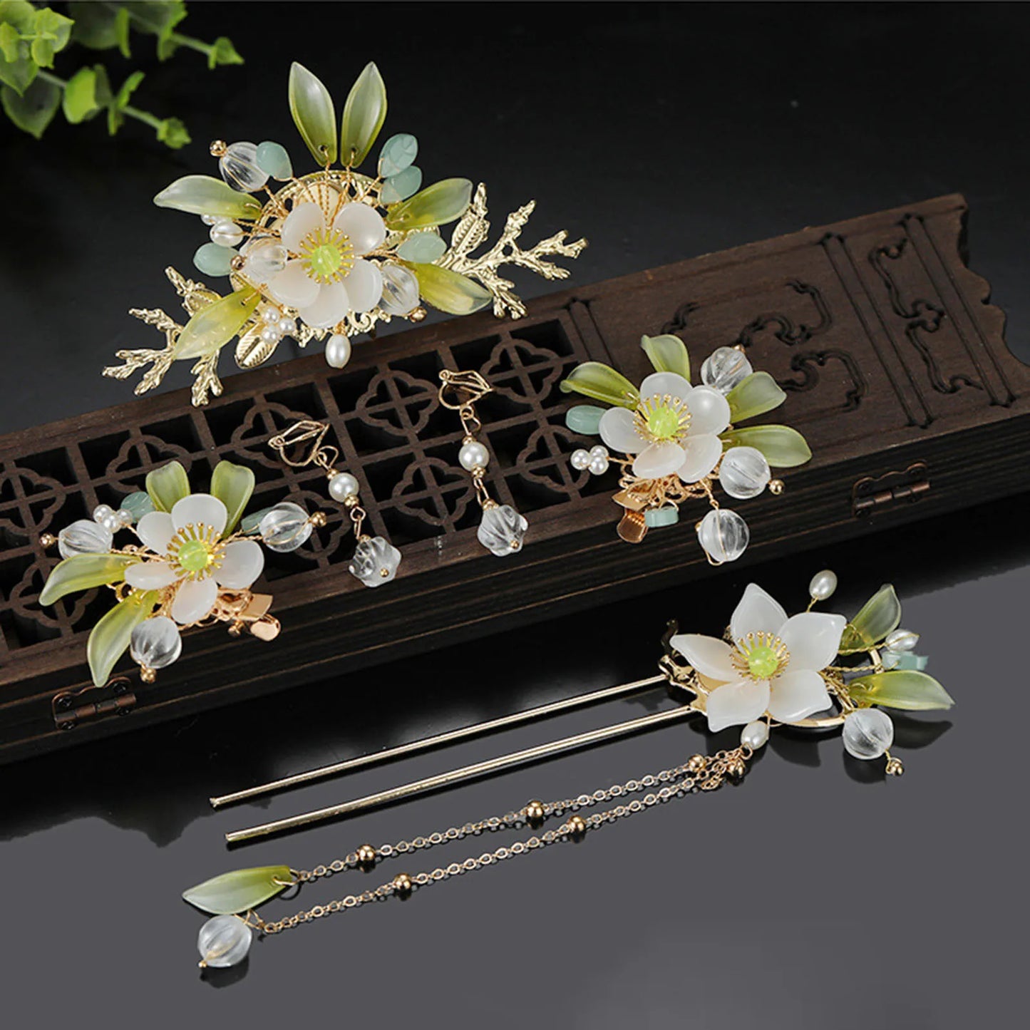 Vintage Chinese Hanfu Hair Accessories Set for Bridal Elegance