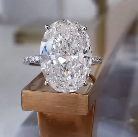 Luxury 925 Sterling Silver Oval Square Simulated Diamond Engagement and Wedding Ring for Women