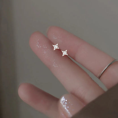 Elegant 925 Silver Needle Minimalist Round Cubic Zirconia Stud Earrings for Women
