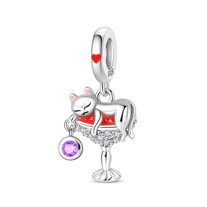Original 925 Sterling Silver Cat Claw Charms with Zircon Accents Money Attract Earrings and DIY Necklace Bracelet Beads Gift Jewelry
