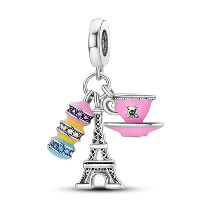 Travel Series 925 Silver Plane World Paris Charm Beads for Bracelet Jewelry Making KTC638