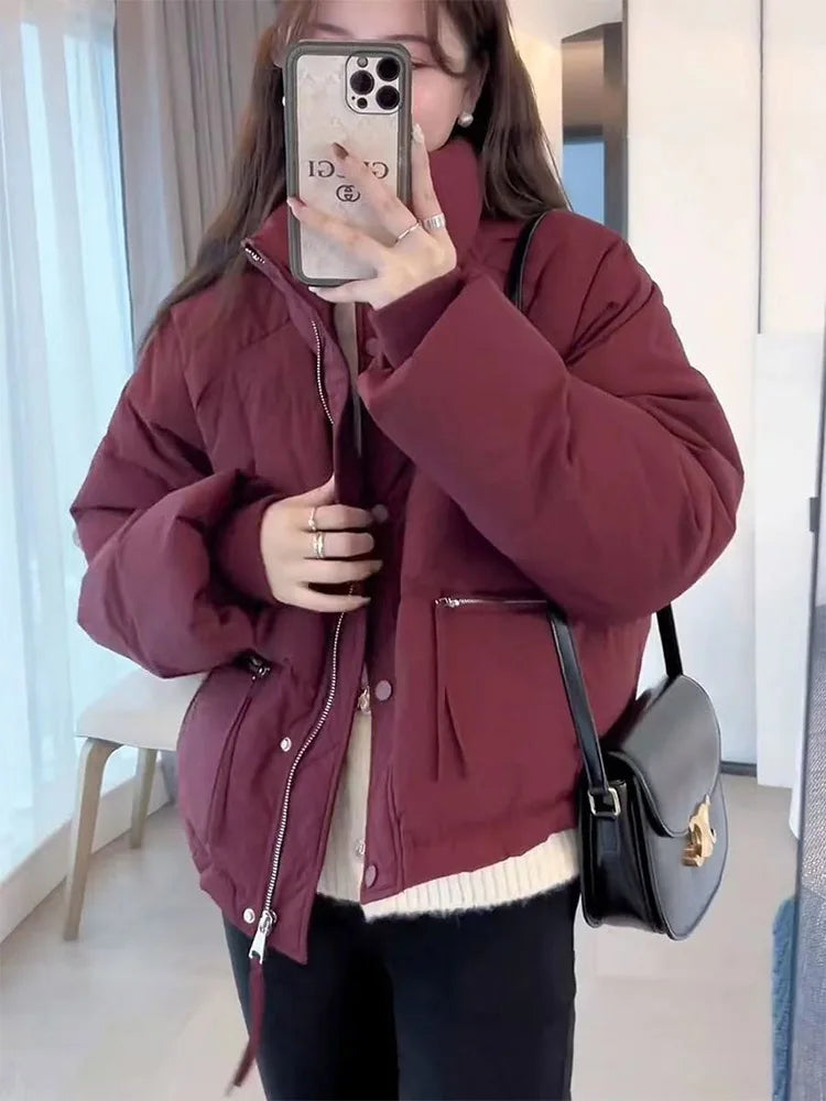 Women's Winter Short Padded Cotton Stand Collar Puff Coat