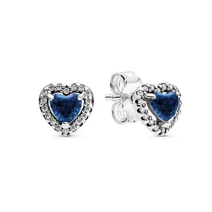 New 925 Silver Heart-Shaped Earrings with Purple Pink and Green Zircon for Exquisite Jewelry Gifts for Women