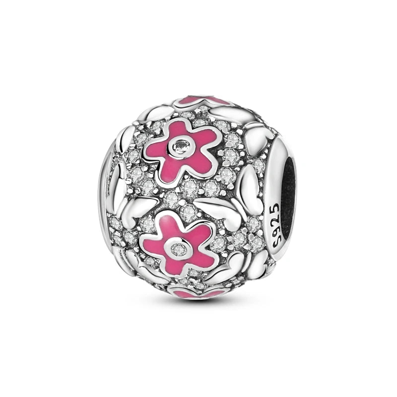 925 Silver Flower Charms Sunflower Tulip Pendants for Bracelet Jewelry Making KTC080