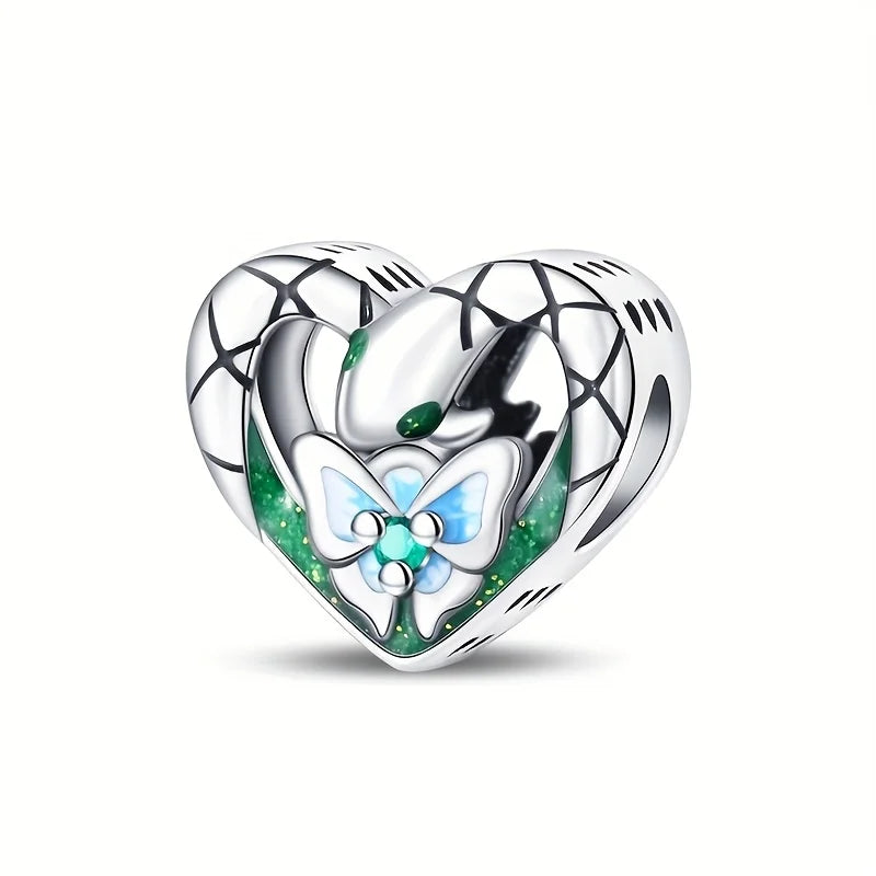 Green Monstera Leaf Charm 925 Sterling Silver Dangle Bracelet Jewelry for Women PAC1269