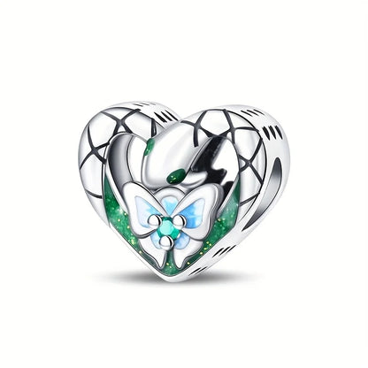 Green Monstera Leaf Charm 925 Sterling Silver Dangle Bracelet Jewelry for Women PAC1269