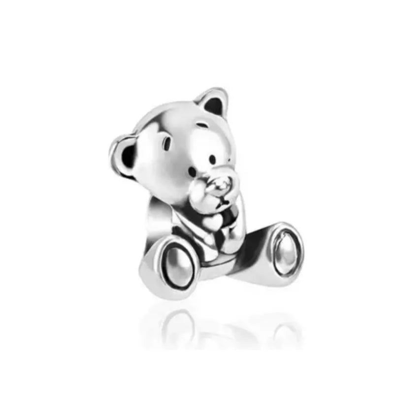 Elegant 925 Silver Cat Bear Ice Cream Pendant Bead for European Bracelet