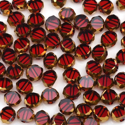 72 Pieces Golden Plated Glass Beads 3x4mm Oval Flat Faceted Crystal Beads for DIY Jewelry Making Necklaces and Bracelets
