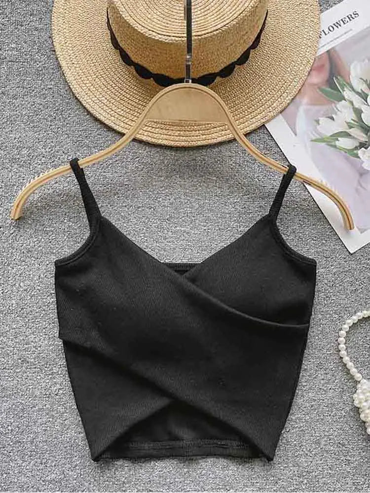Lavender Camisole Tank Top Women Irregular Strap Chic Slim