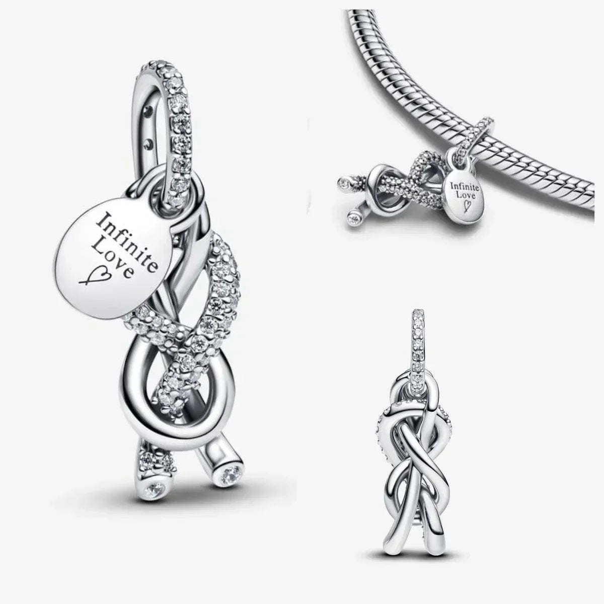 925 Sterling Silver Heart Blooming Rose Full Diamond Zircon Charms Pendant Beads for Bracelets and Necklaces