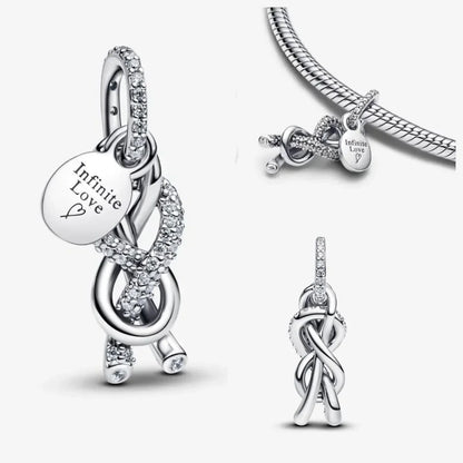 925 Sterling Silver Heart Blooming Rose Full Diamond Zircon Charms Pendant Beads for Bracelets and Necklaces