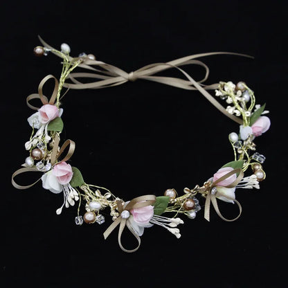 Romantic Rhinestone Floral Wreath Crown for Bridesmaids
